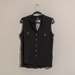Button Down Sleeveless Blouse